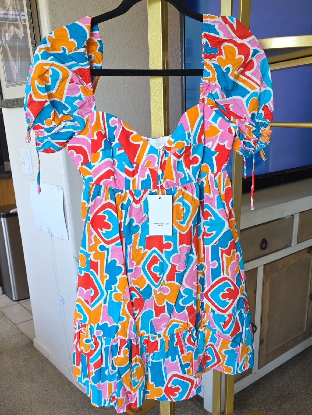 Amanda Uprichard Blue Pink Orange White Mini Dress With Pockets Medium